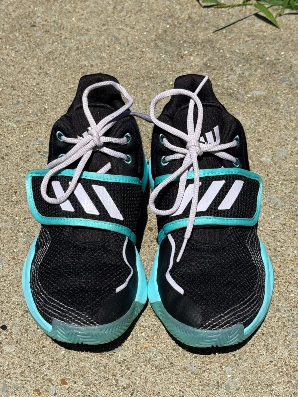 Adidas Cloudfoam Youth 5Y Black Aqua Y2K Athletic Training Sneakers Shoes 4070